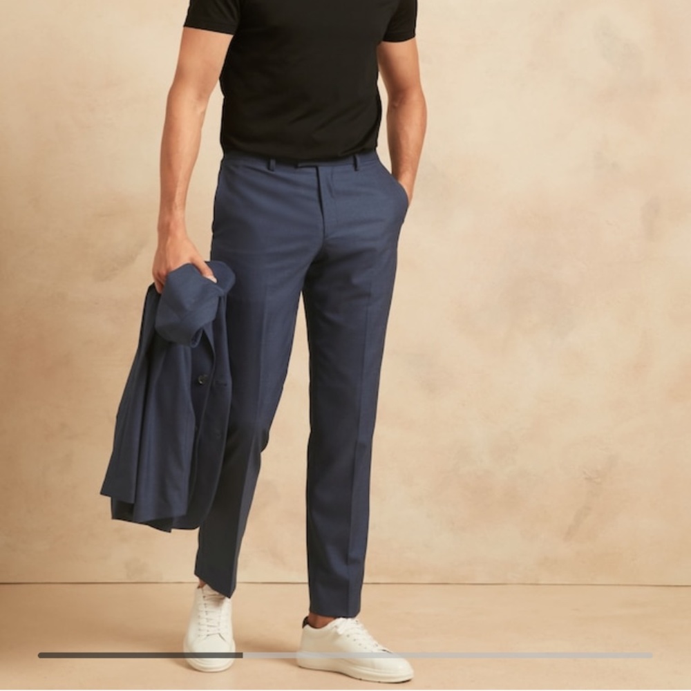 Mens Navy Suit Trousers
